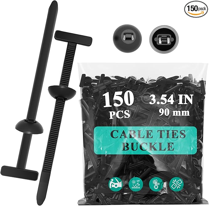 150Pcs Nylon Universal Cable Tie Buckle - New Multifunctional Nylon Zip Ties, Heavy Duty Plastic Rivet T Zip Ties Style, for Daily Maintenance And Fixing Of Automobiles