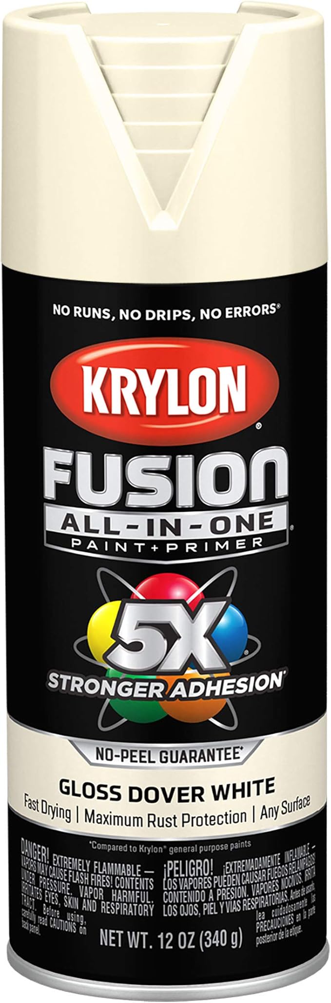 Krylon Fusion All-In-One Adhesive Spray Paint for Indoor/Outdoor Use, 12 oz, Dover White