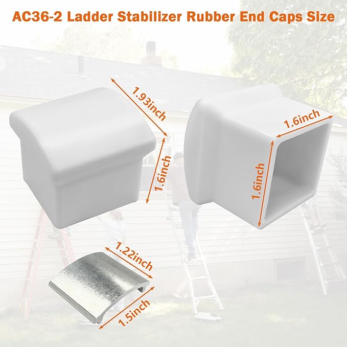 AC36-2 Ladder Stabilizer Rubber End Caps with Metal Insert, Extension Ladder Stabilizer Pads Compatible with Werner Standoff/Stabilizer AC78 & AC76 Replacement Rubber End Caps 2Pack