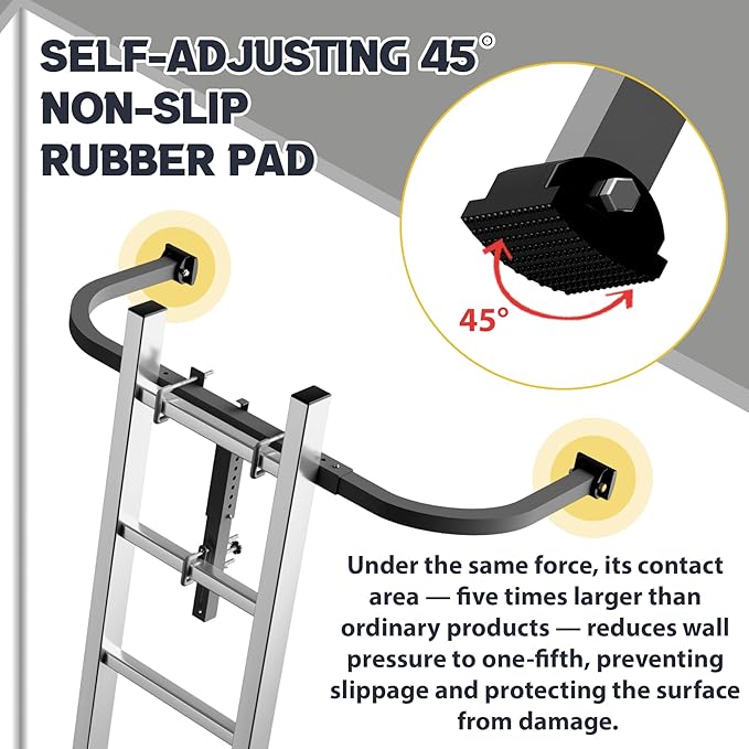 Ladder Stabilizer, Extension Ladder Stabilizer for Roof, Adjustable Ladder Standoff Attachment for Gutters, Windows, Heavy-Duty Steel Ladder Stabilizers Support