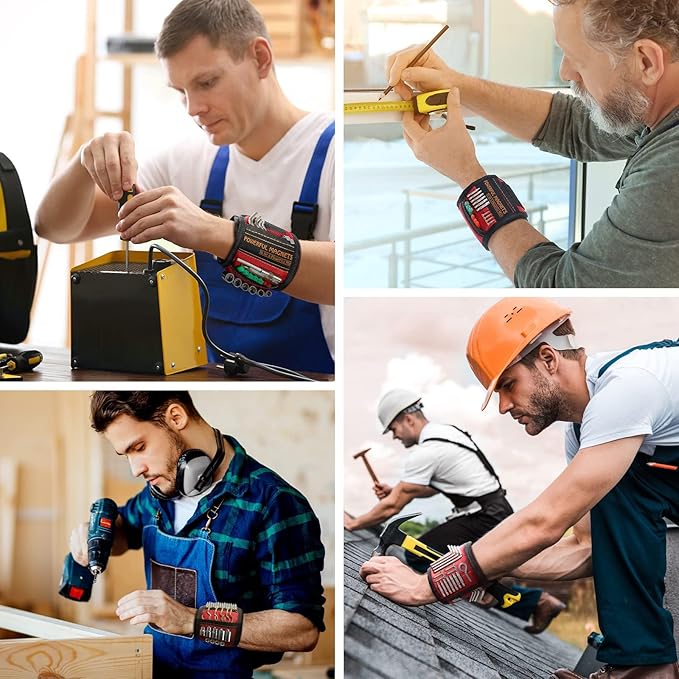 Stocking Stuffers for Men Women Gifts Magnetic Wristband: Men Gifts Tool Belt Magnet Wrist for Holding Screws Christmas Gadget for Dad Adults Him Husband Who Have Everything Wants Nothing (2 Pack)
