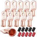 XHF 10PCS 1 AWG-5/16 Heavy Duty Battery Lugs with 3:1 Heat Shrink Tubing, Ring Terminals Battery Cable Ends Copper Eyelets Electrical Battery Connectors