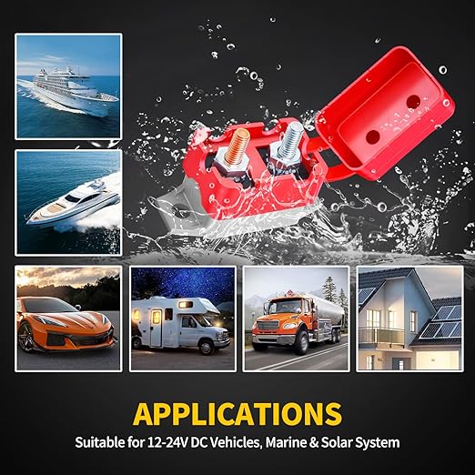 20Amp Automatic Reset Circuit Breaker 12V-24V DC for Automotive Marine Boat Car RV Trailer Solar System with Cover Stud Bolt, IP66 Waterproof (Pack of 6)