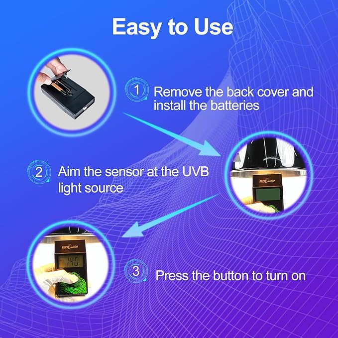 REPTI ZOO UVB Index Meter Handheld Reptile Lamp UV Detector, Digital UVB Tester Reptile Accessories for Lamp Bulb Testing