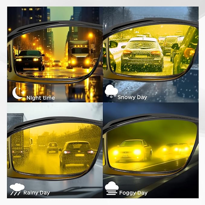 Bio-th Night Driving Glasses Anti Glare, Polarized Night Vision Glasses for Driving, HD Yellow Tint Lens for Rain, Fog & Dark