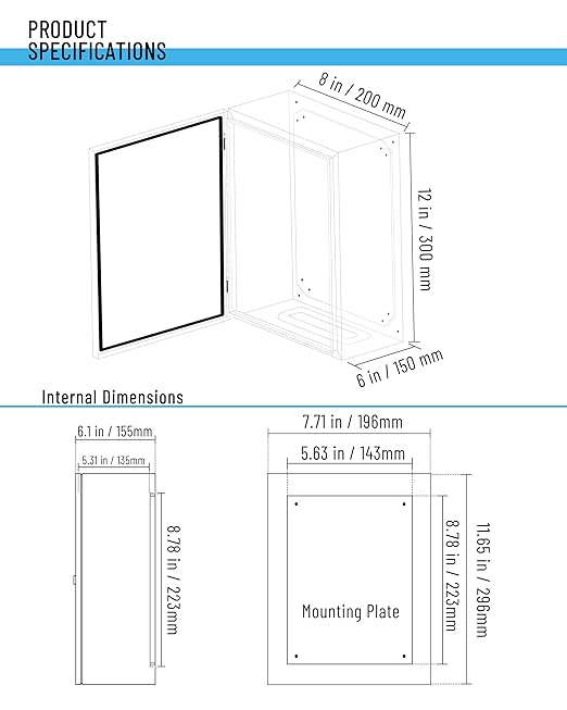 Waterproof Electrical Enclosure 12 x 8 x 6'', Outdoor Electrical Box Weatherproof, Electrical Junction Box with Reinforced Lock