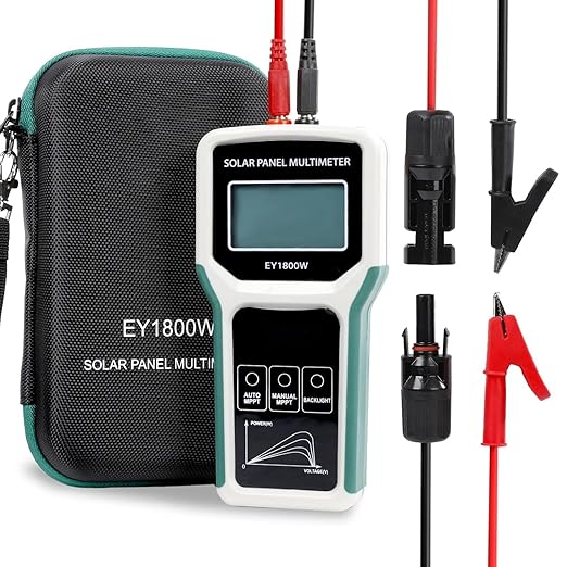 1800W Solar Panel Multimeter Tester, MPPT Photovoltaic Power Meter with LCD Backlight, Auto/Manual Detection, Measures Open Circuit Voltage, Max Power Point Pmax, Vmp, Imp
