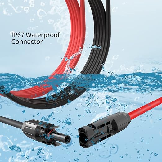 Solar Panel Extension Cable - TUV Listed 1Pair 12AWG 6FT Solar Extension Cable Black ＆ Red, PV Cable Wire with Male/Female Connectors