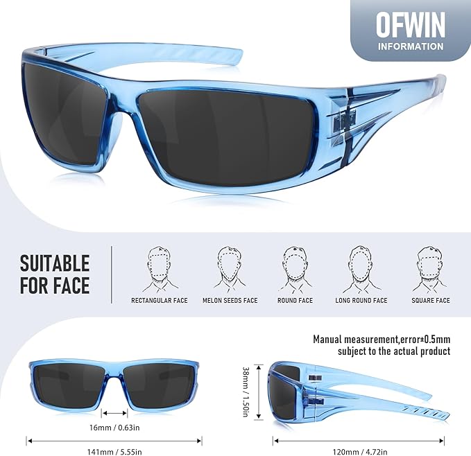 Polarized Sports Sunglasses for Men Women Unbreakable Frame Cycling Fishing Wrap Around Sunglasses UV400 Protection