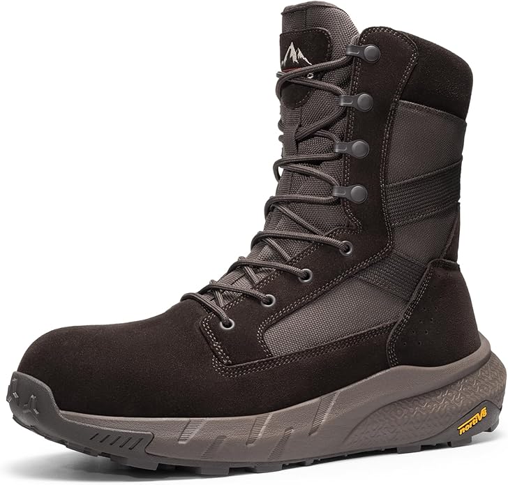 NORTIV 8 Men's 8" Composite Toe Work Boots, Lightweight Side Zipper ASTM F2412-24 & ASTM F2913-24 Safety Military Boots for All-Day Comfort, Peakforce-Nano