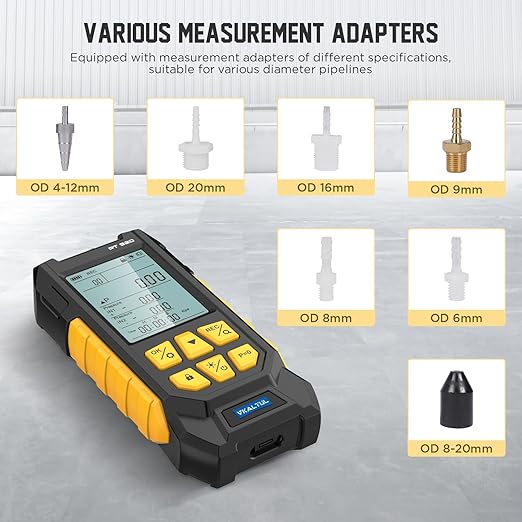 Manometer, Digital Manometer HVAC Dual Port Air Gas Pressure Tester Differential with 10 Units High Accuracy Value 29 Data Stores Backlight Display,-100~200Kpa,-1000~2000mbar