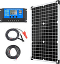 Solar Panel Kit 30W 12V Monocrystalline,Battery Maintainer +10A Solar Charge Controller + Extension Cable with Battery Clips O-Ring Terminal for RV Marine Boat Off Grid System