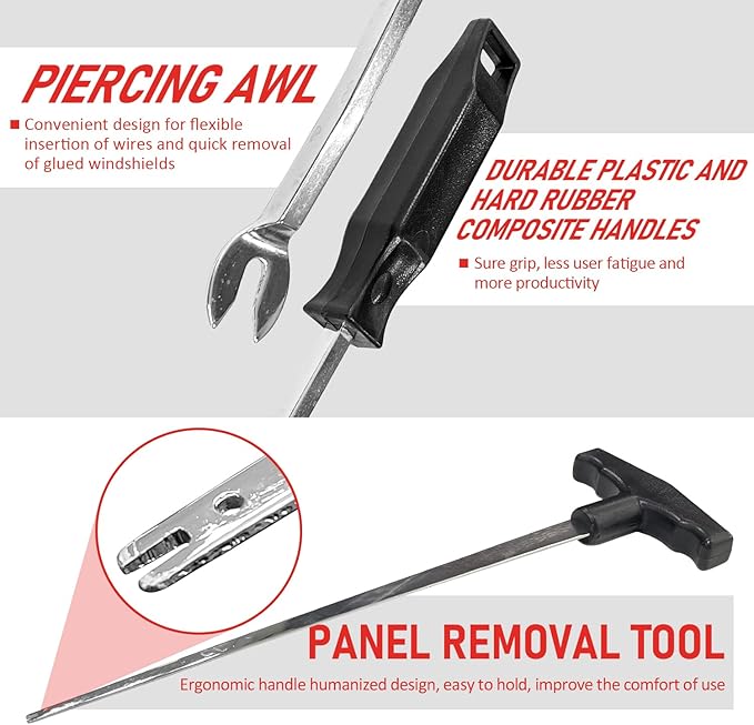 9Pcs Windshield Removal Tool Kit for Classic Vintage Car, Molded Windscreen Remover Kit