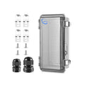 Waterproof Outdoor IP67 Junction Box (7.9"x3.9"x2.8") with Mounting Plate, Hinged Clear Cover and Wall Brackets - Weatherproof ABS Plastic Electrical Enclosure for DIY Projects (200x100x70mm)