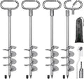 SELEWARE 4 Pack Trampoline Stakes Heavy Duty Ground Anchors High Wind Trampoline Stakes Anchors Spiral Earth Anchors for Secure Animals Trampolines Tents Shed Swing Set Mobile Homes Carport