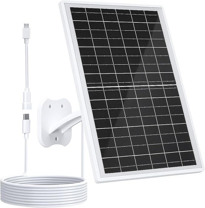 Zivif 13W Solar Panel for Outdoor Security Cameras, USB-C, Micro USB & 5.5x2.1mm DC Output, 360° Adjustable Mount, IP66 Waterproof, 7.2FT Cable, Compatible with Battery-Powered Cameras