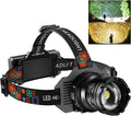 Rechargeable Headlamp Super Bright, Dual Color White & Warm Light Head Lamp, High Lumens Zoomable Head Light, 90° Adjustable, IPX7 Waterproof Head Torch for Camping Hiking Fishing Work