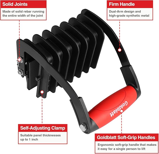 Goldblatt Panel Carrier, Plywood Lifting Tool, Drywall Carrying Tool - Plywood Carriers Tool for Wood, Synthetic Cement Board - Clamping Thickness up to 1 inch