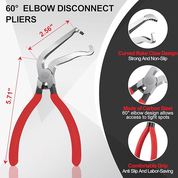 Automotive Electrical Terminal Connector Separator and Removal Tool, 3PCS Electrical Disconnect Pliers Set with Straight & Angled Pliers, Included Terminal Pin Removal Tool (Red)