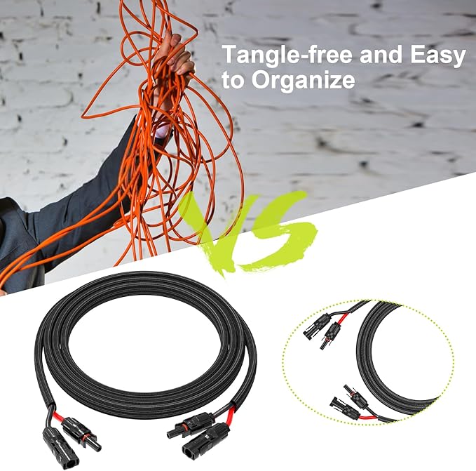 33Ft 10AWG Solar Cable Extension with Protection Cover, Solar Wire with Tool-Free Solar Connectors, IP68 Waterproof PV Cable, Solar Panel Extension Cable 10Gauge for Home Boat RV Solar Panels(33ft)