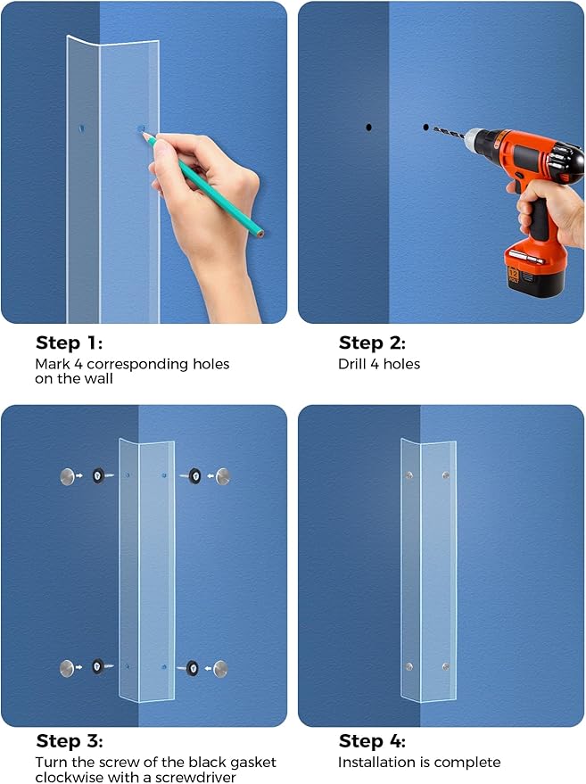 MONOID Wall Corner Protector, 2 PCS Furniture Edge Protection, PC Anti-Bump Guards Avoid Scratching Corner Trim for Door Frame, Table, Countertop, Stair, Wall-Mount, Clear, 1.97IN×47.24IN/5CM×120CM