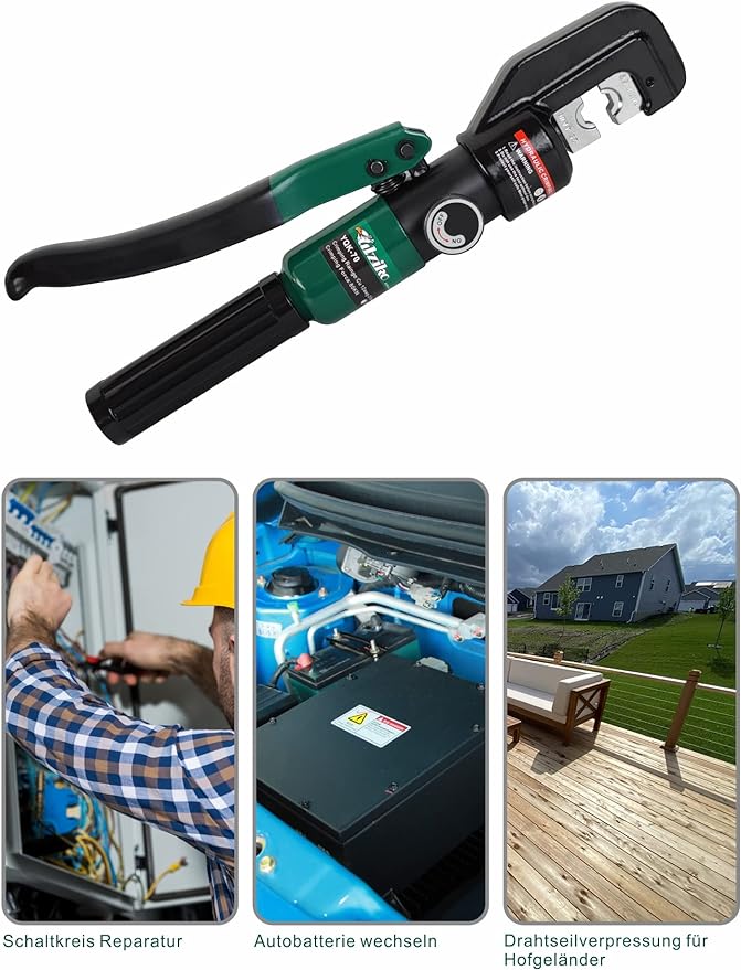 Hydraulic Crimper Tool for 1/8" 3/16" Stainless Steel Cable Railing Kit Hardware System Fittings, with Cable Cutter