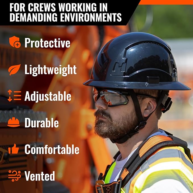 Malta Dynamics APEX Safety Helmets – Type 2 Class C Safety Hard Hat, Full Brim, Vented, Rated for Top, Front, Back, and Side Impact, OSHA and ANSI Compliant