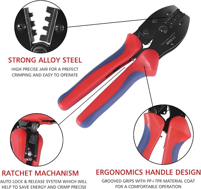 MUYI 47pcs Solar Panel Replacement Tools Kits, 10 Pair Solar Connectors and 2pcs Spanners Wrench with 1-Piece Wire Crimper for 13-10AWG Cable (2.5/4/6mm²)