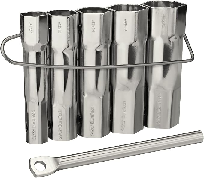 DURATECH Shower Valve Socket Wrench Set with Bar Handle for Removing Tub & Shower Valve, SAE, Includes 21/32”x 27/32”, 29/32”x 31/32”, 1-1/32” x1-3/32”, 1-5/32”x1-9/32”, 1-11/32”x 1-7/16”, 5-Piece