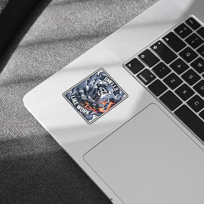 3Pcs Smells Like Work Sticker Funny Firefighter Skull Flames Gift for Firehouse Fire Station Smells Like Work Firefighters Stickers Fireman Car Decal for Laptop Bottle Notebook Toolbox Hard Hat 3"
