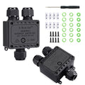 Waterproof Junction Box, IP68 Outdoor Underground Junction Box, 2 PCS 3 Way M25 Plastic Electrical Junction Box Suitable for Tunnel Lights, Garden Lights, Landscape Lights
