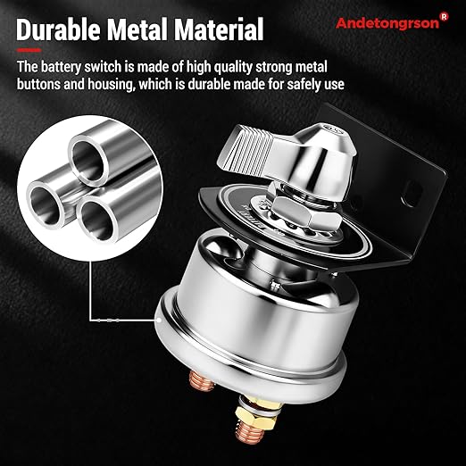 12-48V 200A Battery Disconnect Switch, Heavy Duty Manual Battery Isolator with Cables, Water-Resistant & Corrosion-Resistant for Car, RV, Truck, Boat, Marine, ATV