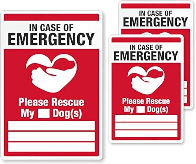 SmartSign “in Case of Emergency Please Rescue My Dogs Pet Rescue Decal Set | Two 2.75" x 4" & One 3.75" x 5.5" Engineer Grade Reflective Adhesive Labels, Made in USA