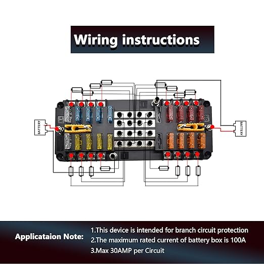 20 Way Blade Fuse Block 16 Circuit Fuse Holder Fuse DC SUB Panel with Ground and Cover for Car Boat Marine Trike Car Truck Vehicle SUV Yacht RV