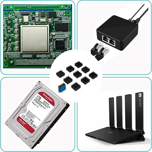 10pcs 20mm Mini Heatsink Kit, Includes 3M 8810 Thermal Conductive Adhesive Tape, Cooler Heat Sink for Cooling VRM Stepper Driver MOSFET VRam VRM Stepper Driver MOSFET VRam Regulators (20x20x10mm)