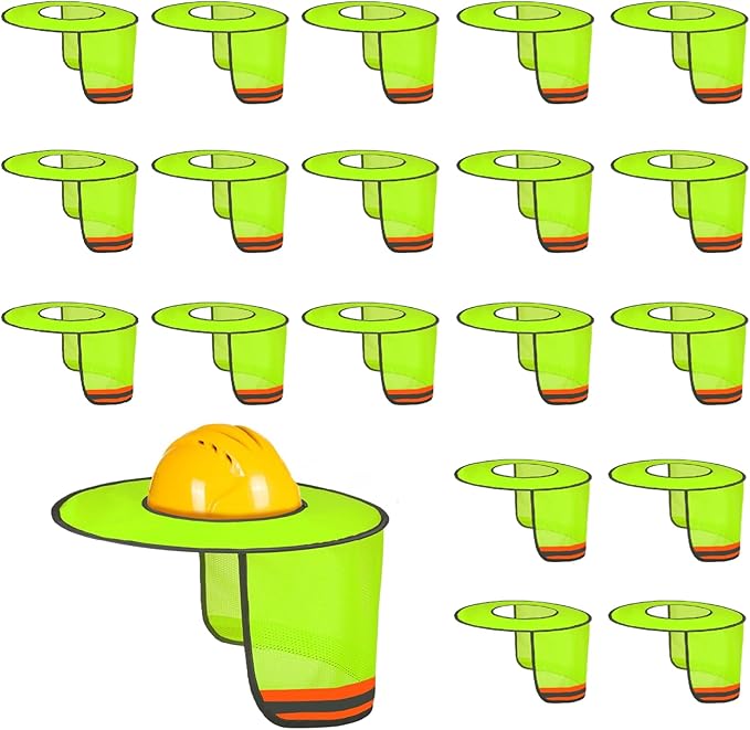 Jspupifip 20 Pack Hard Hat Sun Shade Full Brim Sun Shield High Visibility Visor with Reflective Strip for Hard Hat Accessories Construction Sites
