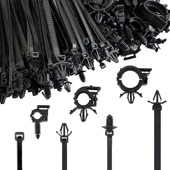 180pcs Push Mount Cable Zip Tie with Car Wire Loom Routing Clips,Fastening Cable Clips For Organizing Cables And Cords,Car Clips Contains 7 Sizes Universal Compatible with GM Ford Trucks Cars UTV