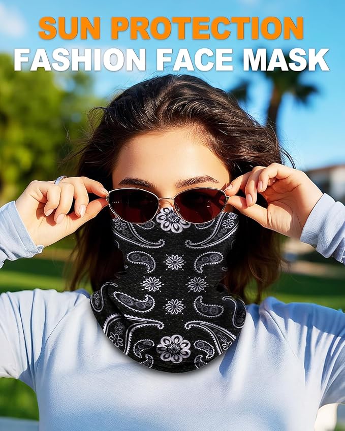 4Pack Neck Gaiter for Men Women Face Cover Mask Head Wrap Balaclava Headwear Bandana Headband Magic Scarf