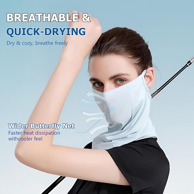 UPF 50+ Face Mask for Women & Men - Ice Silk Cooling Full Face Cover, Breathable Sun Protection Neck Gaiter
