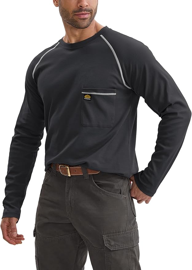 WORKWEYA FR Shirts Flame Resistant Shirt 6.5oz Men's NFPA 2112/CAT2 Long Sleeve Shirt