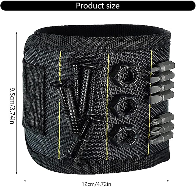 Magnetic Wristband for Tool Father Colleague with Magnets Adjustable Size Suitable for Fixing with Screw Nails Wrenches