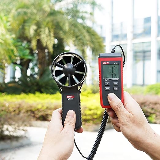 UNI-T UT363S Handheld Anemometer Wind Speed Meter Wind Chill Air Temperature Gauge -14°F to 122°F/-10°C to 50°C with Extendable Wind Sensor LCD Backlight Max Min Avg Data Hold, 1 Meter Drop Durability