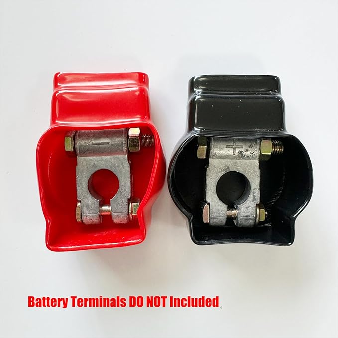 Ampper Top Post Flexible Military Spec Battery Terminal Cover, Battery Terminal Clamp Insulator Protector W/Washers for Car, Vehicle, RV and Boat (1 Pair)
