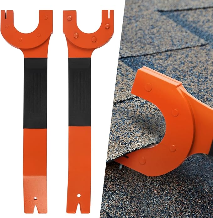IMPRESA Pack of 2 Shingle Nail Puller - Safety Orange Ergonomic Comfort Grip & Roof Repair Tools - Magnetic Grip & Shingle Nail Remover - High-Contrast Orange Finish & Roofing Tool