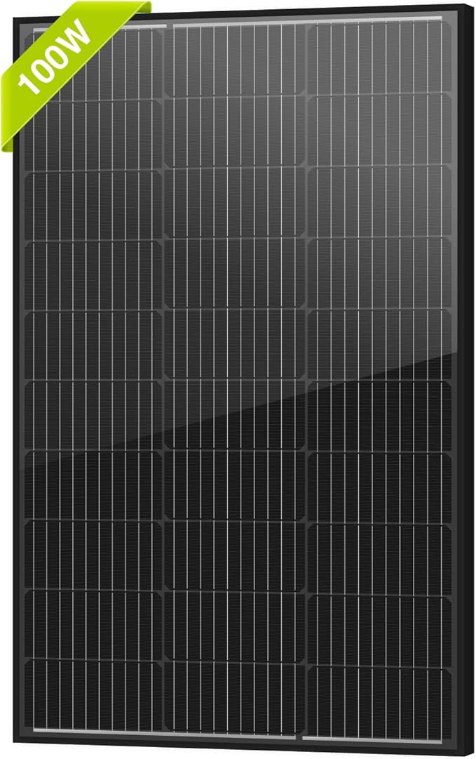 Newpowa Bifacial 100 Watts 12V 10BB Monocrystalline 100W Solar Panel High Efficiency Mono Module RV Marine Boat Off Grid (100W / Mounts)