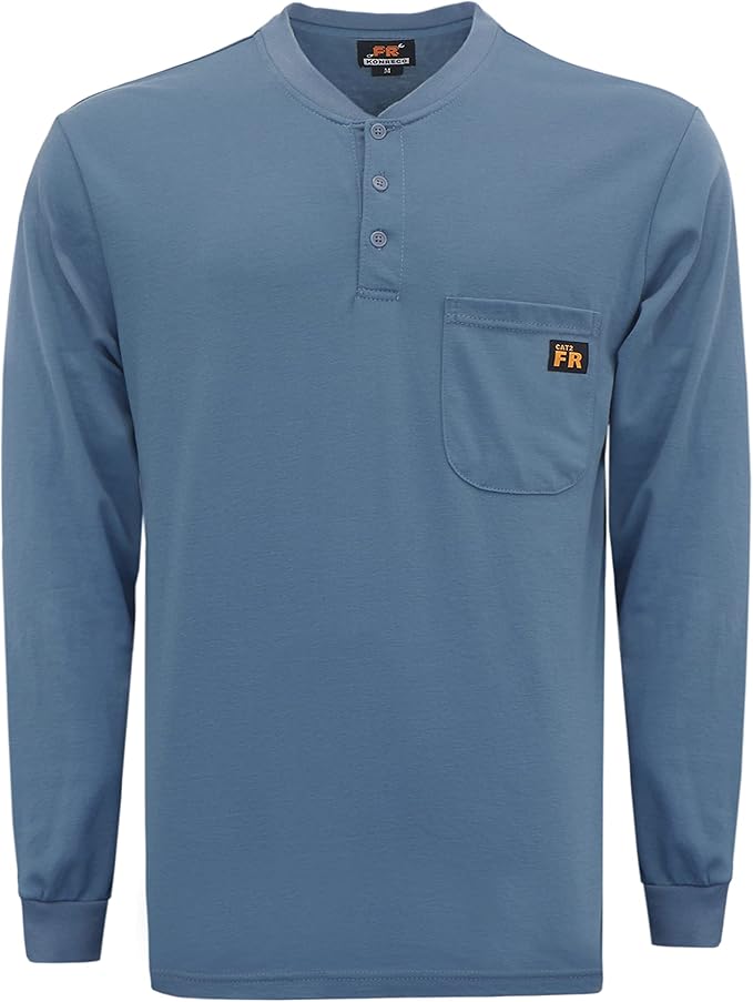 KONRECO FR Shirts for Summer Flame Resistant Shirt 5.5oz Light Weight CAT2 Henley Shirts
