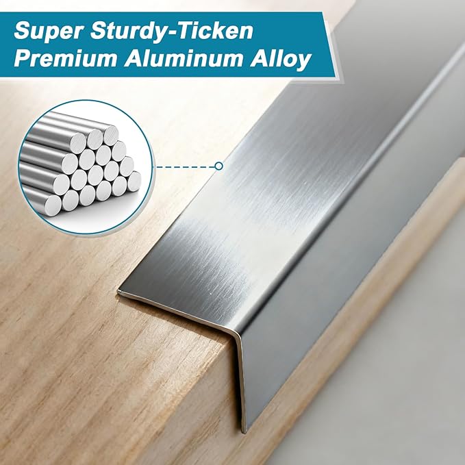 Raytano 4Pcs 45" L ×1" W Self Adhesive Metal Corner Protectors, Modern Aluminum Wall Corner Guards for Wall Door Furniture Cabinet Baseboard Frame Protection and Decoration (Size:45" x 1",Grey)