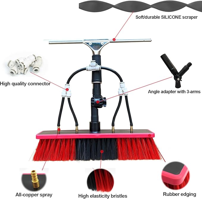 20ft Window Cleaning Pole Kit with Squeegee Extension Pole, Solar Panel Cleaner, Soap Dispenser, High Washing Tool
