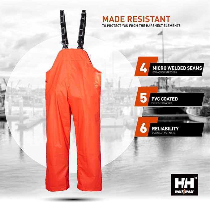 Helly Hansen Mandal Waterproof Bib Overalls - Waterproof Fishing Pants for Men - Heavy Duty Rain Gear - Zip Work Overalls