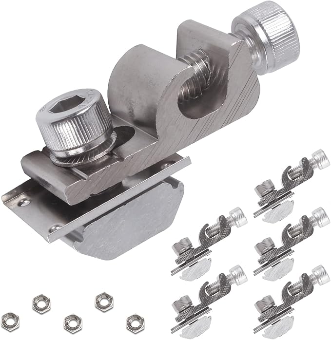 5Sets Solar Panel Grounding Lugs Solar Mounting System Metal Grounding Clips PV Grounding Clip Cable Solar Panel Clamps for Bare Wire and Pipe